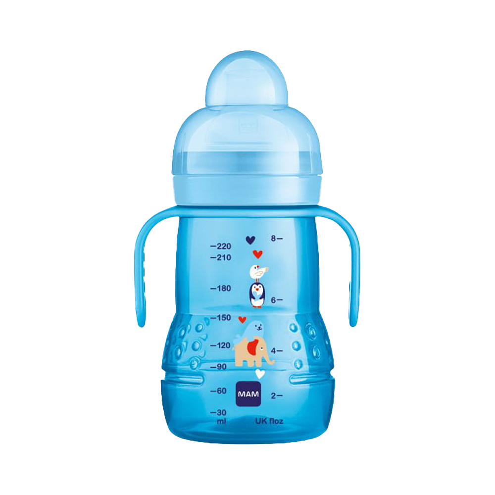 MAM - TRAINER+ Μπιμπερό Μετάβασης σε ποτηράκι ΘΣ & Στόμιο Extra Soft 4m+ (αγόρι) - 220ml